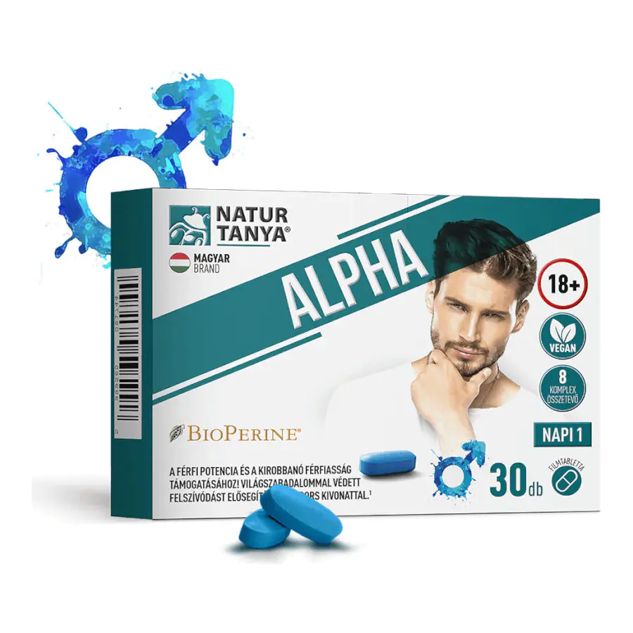 ALPHA - A férfi potencia és a kirobbanó férfiasság támogatásához - 30 tabletta - Natur Tanya